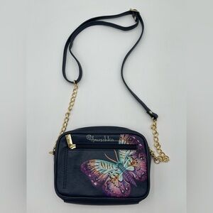 New Anuschka Hand Painted Leather RFID Camera Crossbody Bag Magical Wings